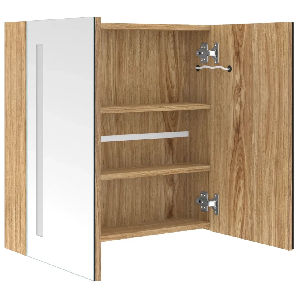 Armadietto Bagno con Specchio e LED Rovere 62x14x60 cm cod mxl 77172