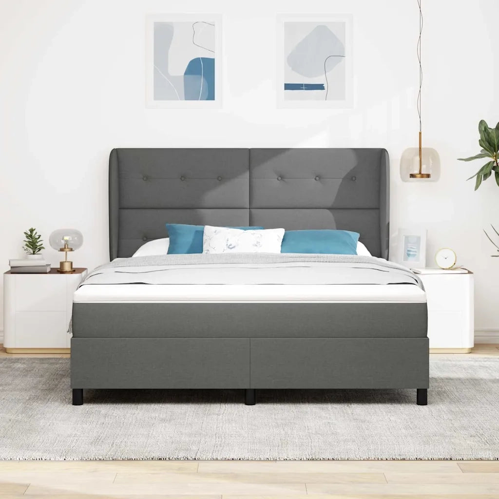 Letto a molle con materasso Grigio scuro 180 x 200 cm Tessuto 3340579