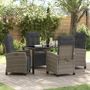 Set da Pranzo per Giardino con cuscino 5 pcs Grigio polyrattan 3380437