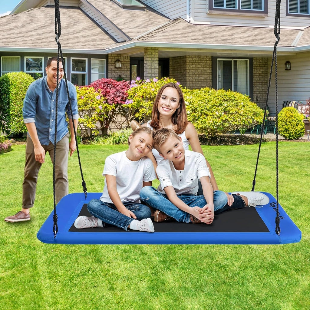 Altalena Regolabile in Altezza, per Bambini e Adulti, Altalena da Giardino fino a 150 kg, Altalena Sospesa per Interni ed Esterni, 150 x 80 cm (L x P) (Blu)