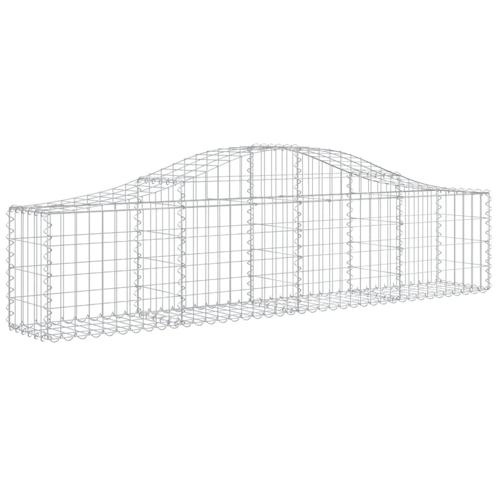 Cestini gabbioni recinzione a gabbia muro di contenimento ad arco 11 pezzi 200 x 30 x 40/60 cm ferro zincato argento 02_0040316