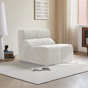 Poltrona compatta compressa in velluto bianco; 94 x 110 x 79 cm