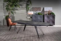 E-STYLO Tavolo allungabile con top marmo nero in ceramica e gambe in metallo nero opaco, 90cm X 160/240 cmcm H. 76cm.