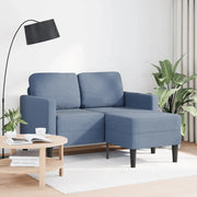 Divano 2 Posti con Chaise longue a L-Sofa 2 Posti con Chaise Blu 125 cm in Lino