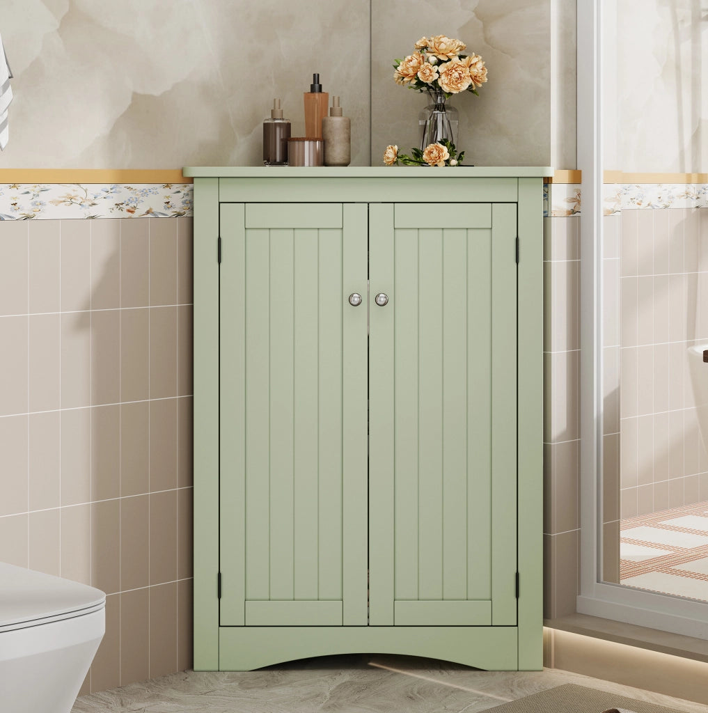 Mobile angolare verde a 2 ante in MDF, 61,5 x 80 cm