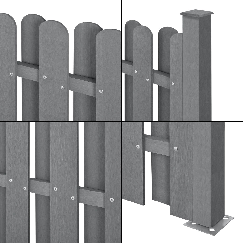 Set di 4 pannelli frangivento e per la privacy in legno composito (WPC) grigio 185 x 747 cm 03_0006589