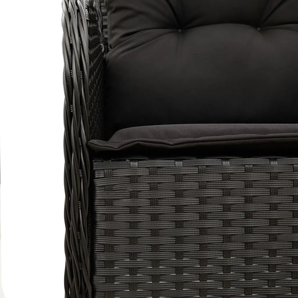 Set da Pranzo da Giardino 9 pz con Cuscini Nero in Polyrattan 3213516
