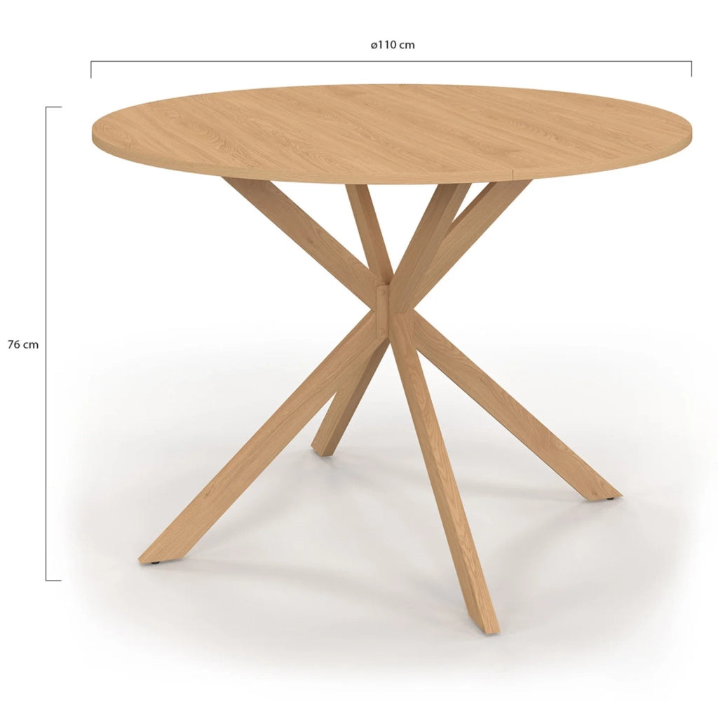 IDMarket - ALIX Tavolo da pranzo rotondo per 6 persone con gamba a ragno effetto faggio 110 cm