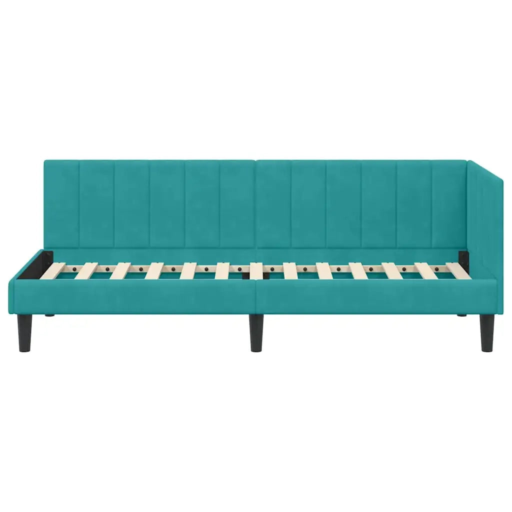 Cornice del letto ad angolo Turchese 80 cm x 200 cm Velluto