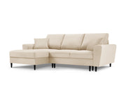 Cosmopolitan Design - Divano convertibile angolare sinistro con contenitore "Kyoto" 4 posti in velluto a coste beige 