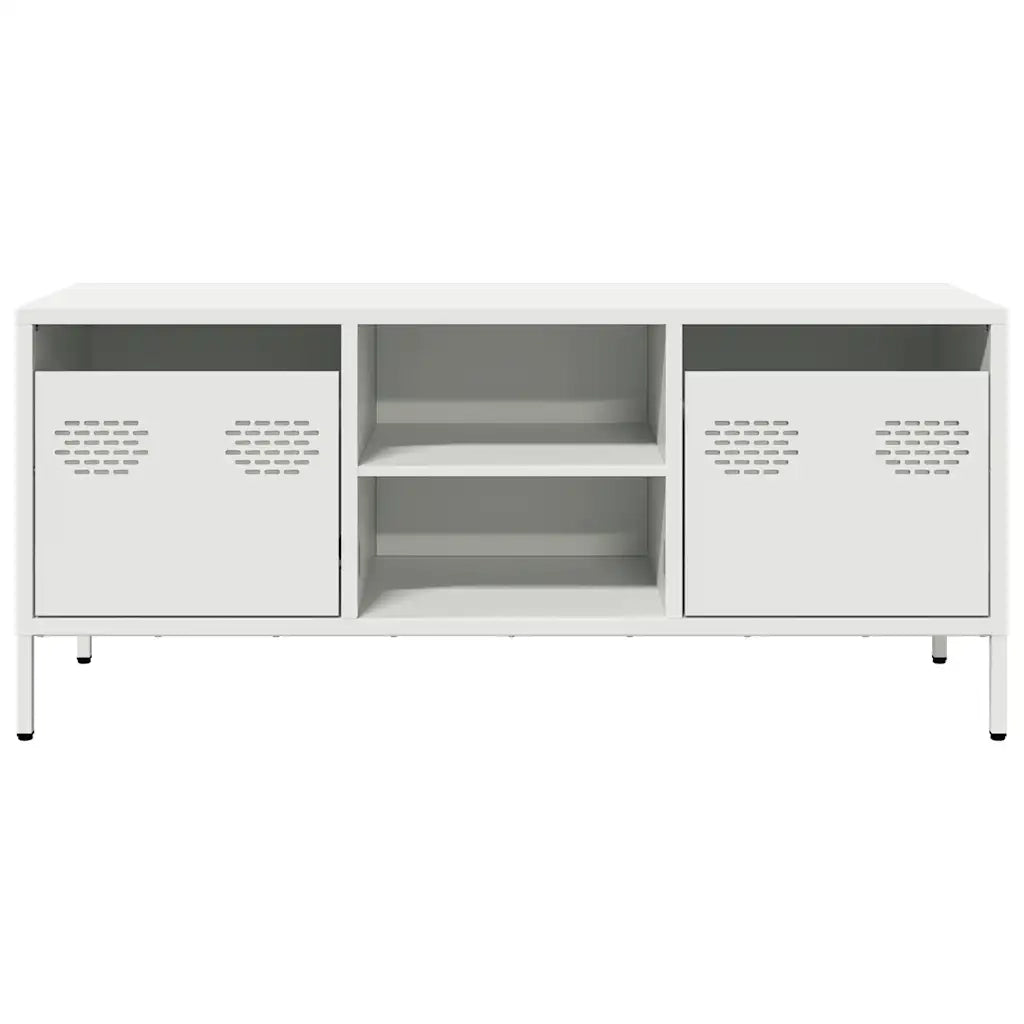 Mobile TV Bianco 101,5x39x43,5 cm in Acciaio Laminato a Freddo 851303