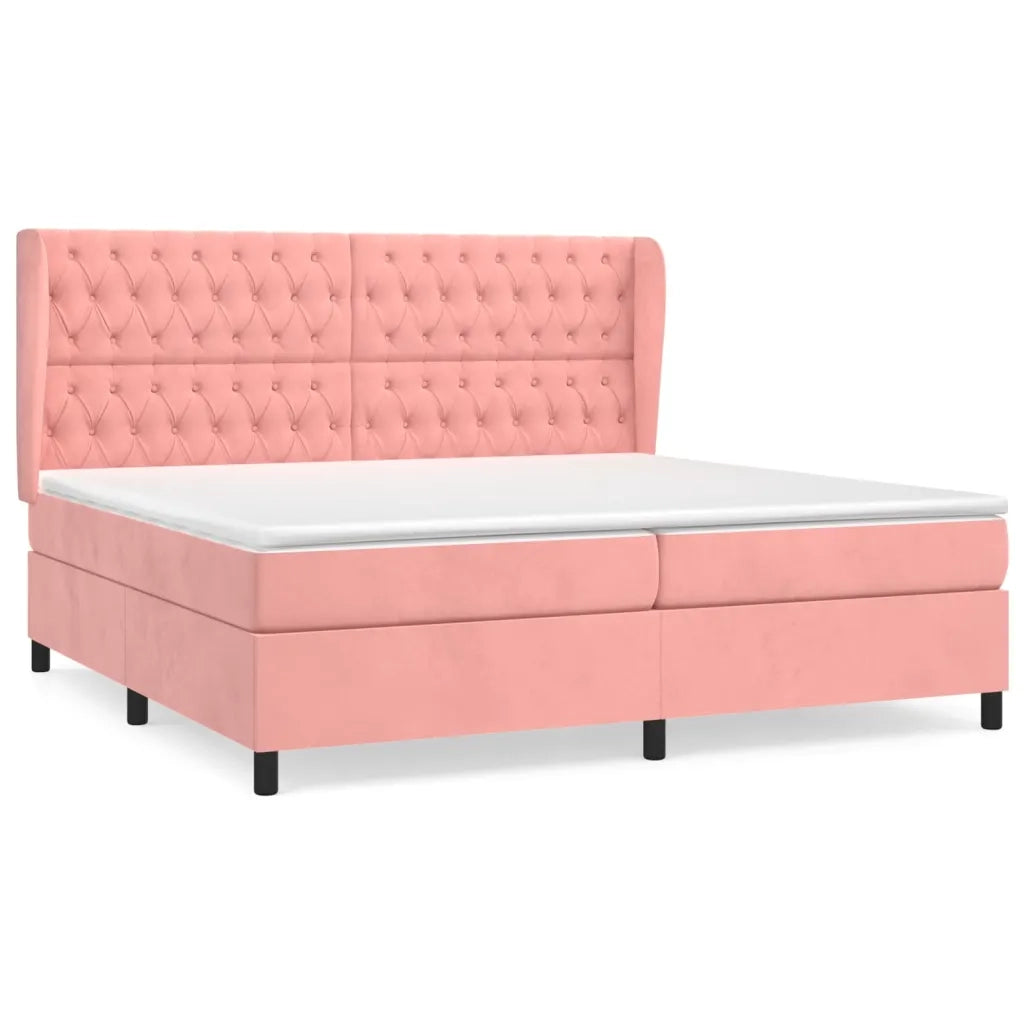 Giroletto a Molle con Materasso Rosa 200x200 cm in Velluto 3129416
