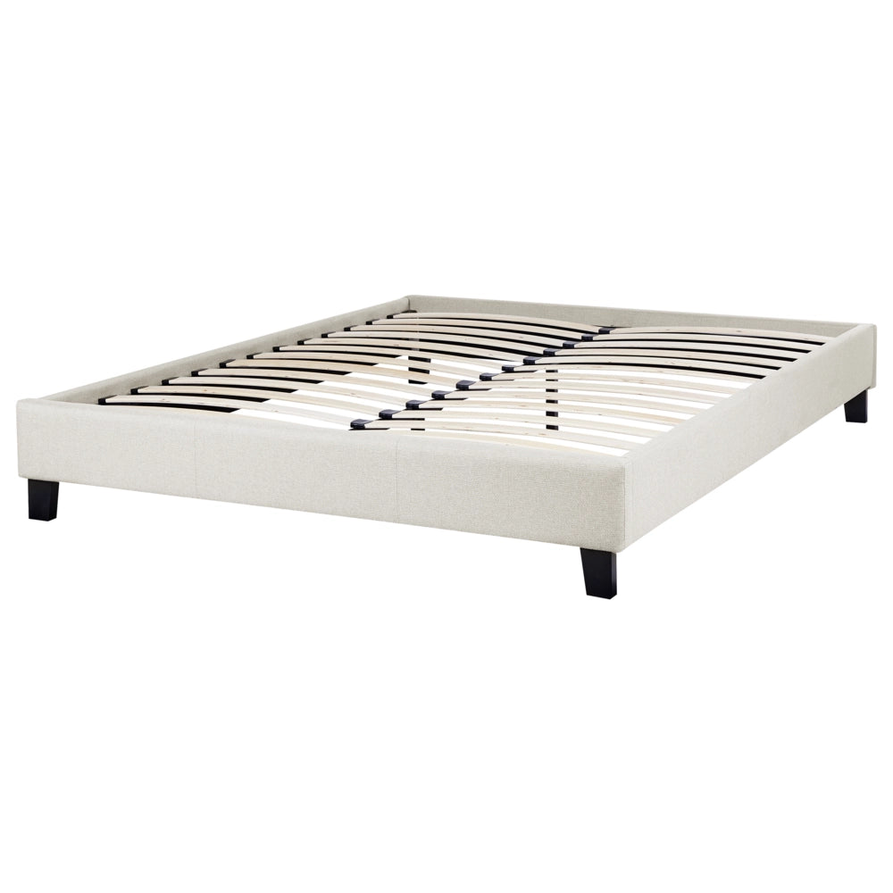 Letto matrimoniale 140 x 200 cm Rete a doghe in tessuto beige chiaro senza testiera