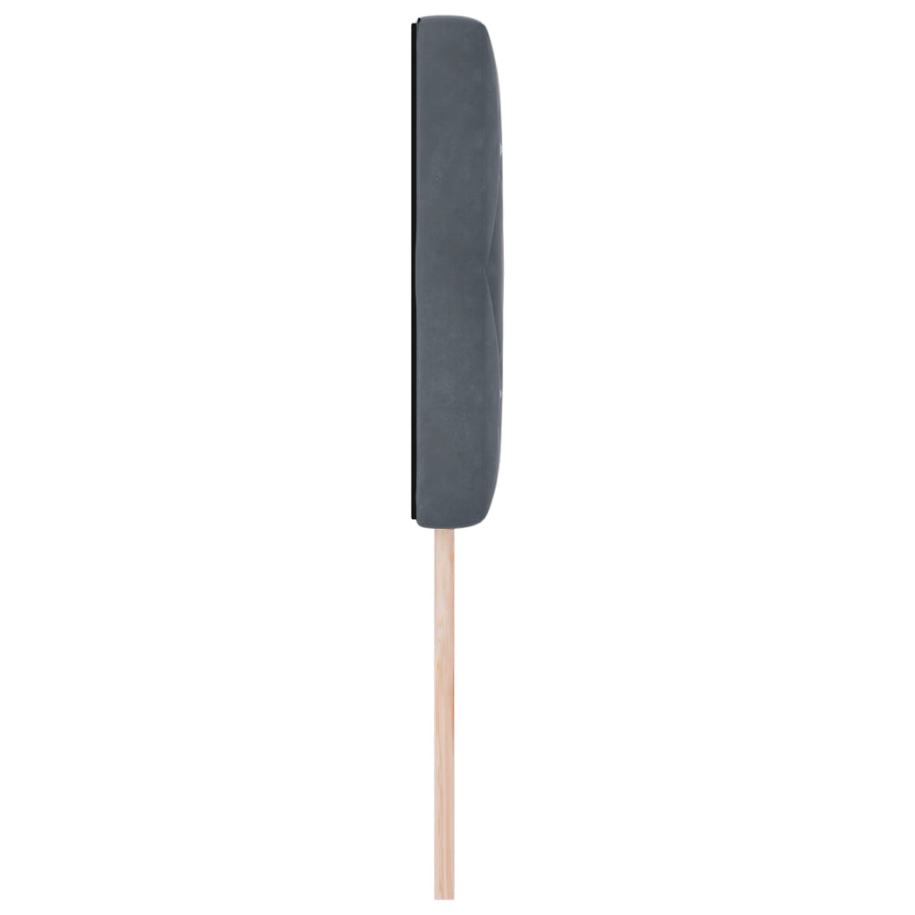 Testata letto  con bottoni in cristallo, grigio scuro, 80 cm in velluto