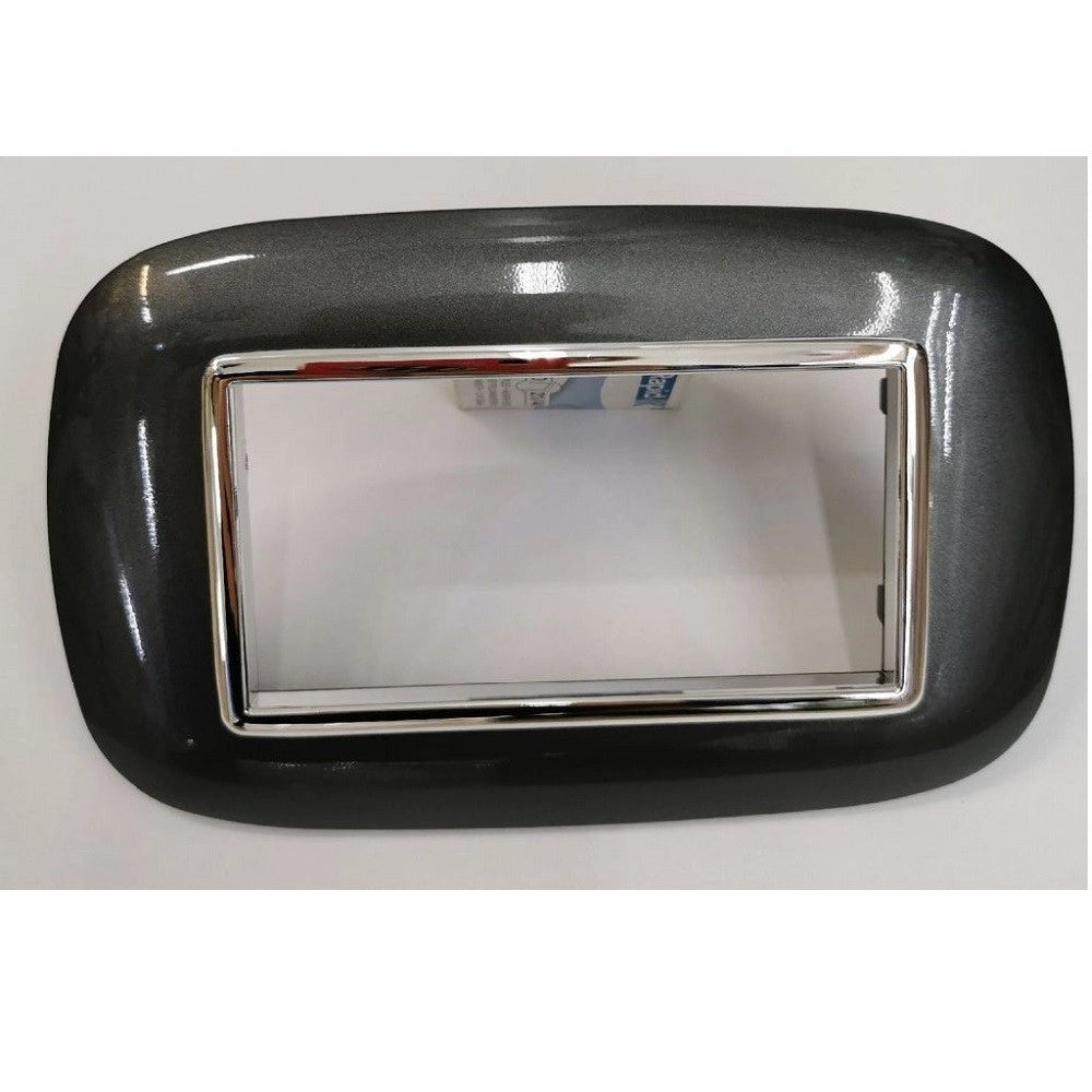 Trade Shop - Placca Oval 3 4 6 Moduli Acciaio Scuro Compatibile Con Bticino Axolute -  -4 Fori     -