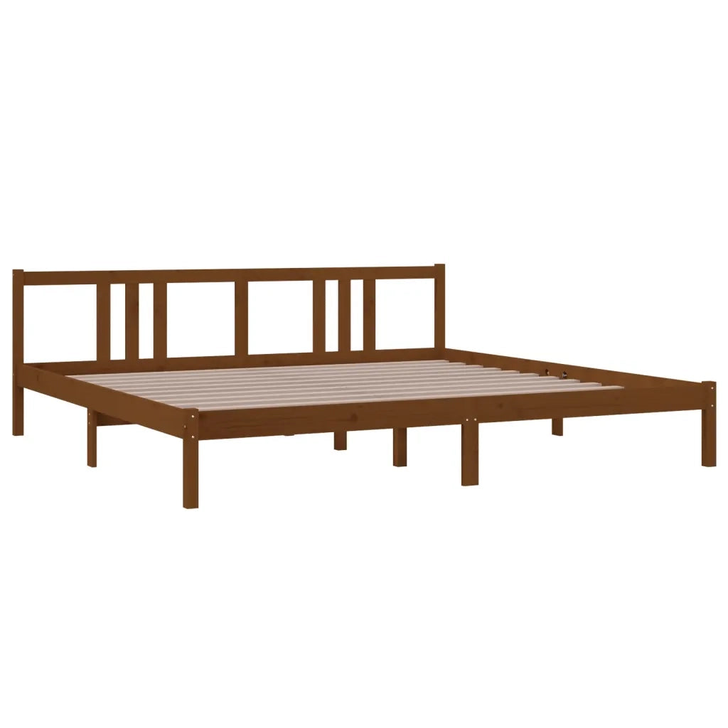 Letto matrimoniale | Letto per adulti | Giroletto senza Materaso Ambra in Legno Massello 200x200 cm