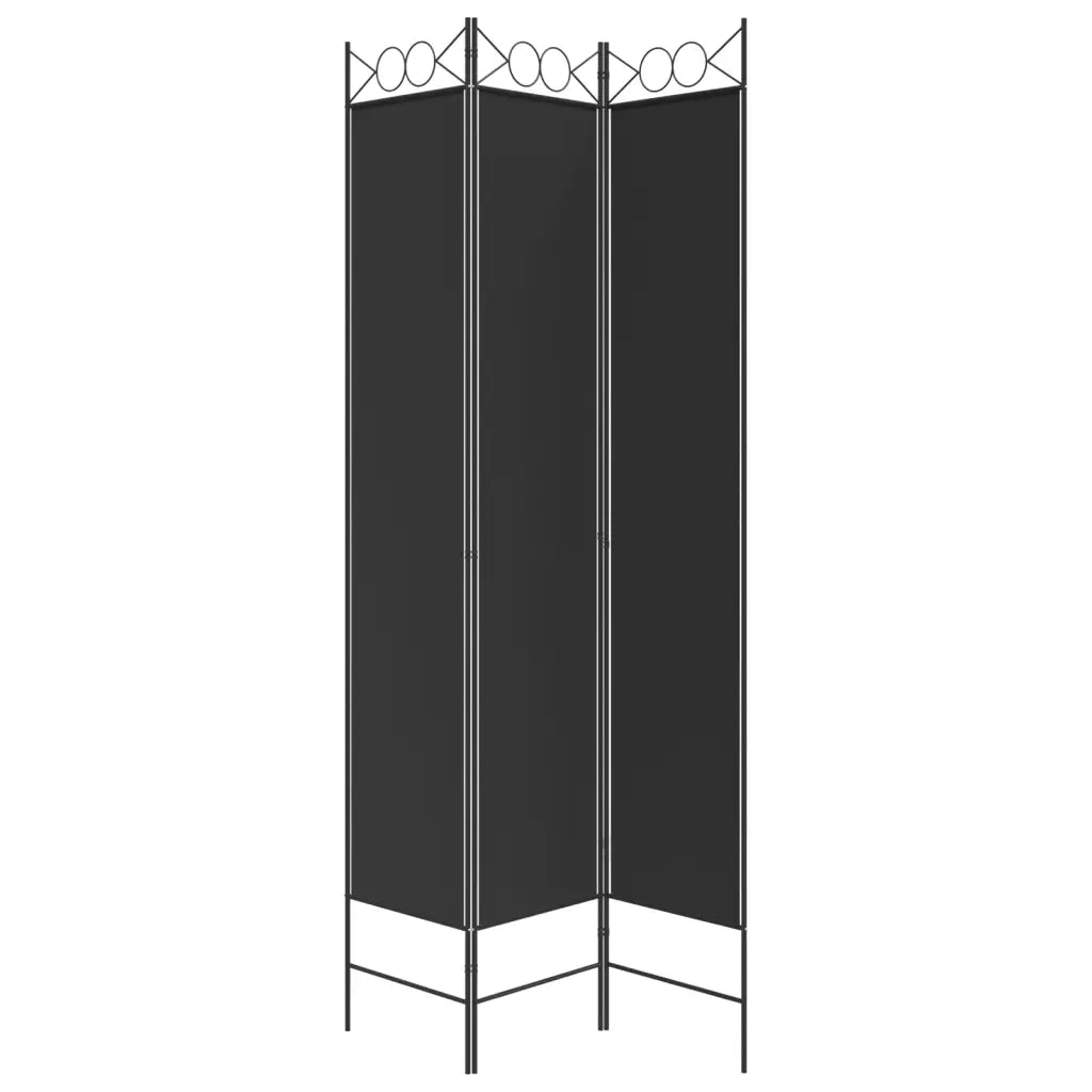 Divisorio a 3 Pannelli Nero 120x220 cm in Tessuto 350165