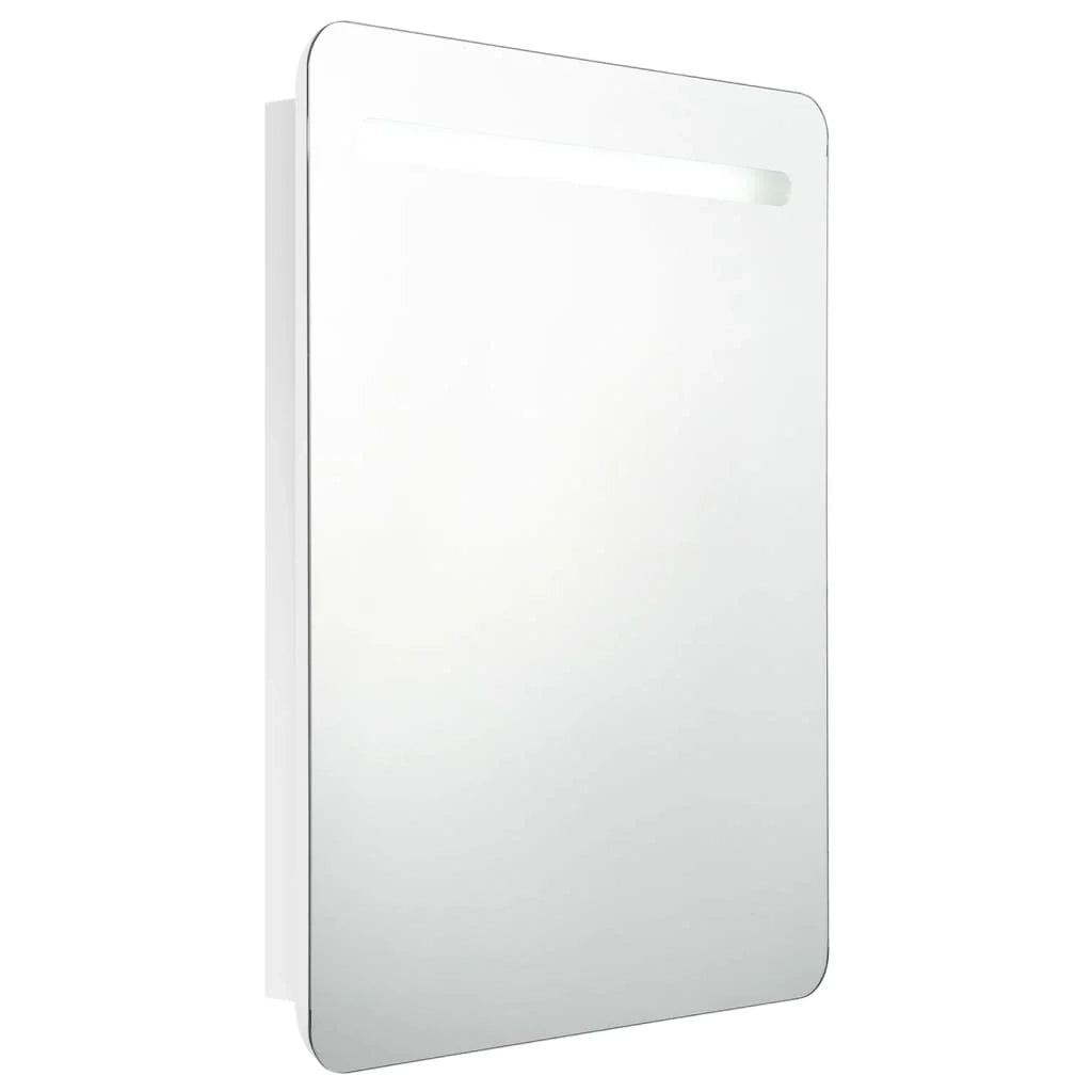 Mobile bagno con specchio LED 60 x 11 x 80 cm bianco lucido 02_0006582