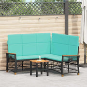 Set di Divani Recliner da Giardino Regolabile Nero e Turchese