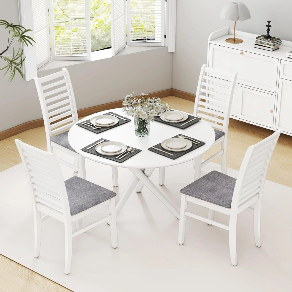 Set di 2 Sedie da Pranzo in Legno, Sedie da Cucina con Schienale Alto e Curvato, Seduta Imbottita e Gambe in Legno di Gomma, per Sala da Pranzo, Soggiorno e Ristorante