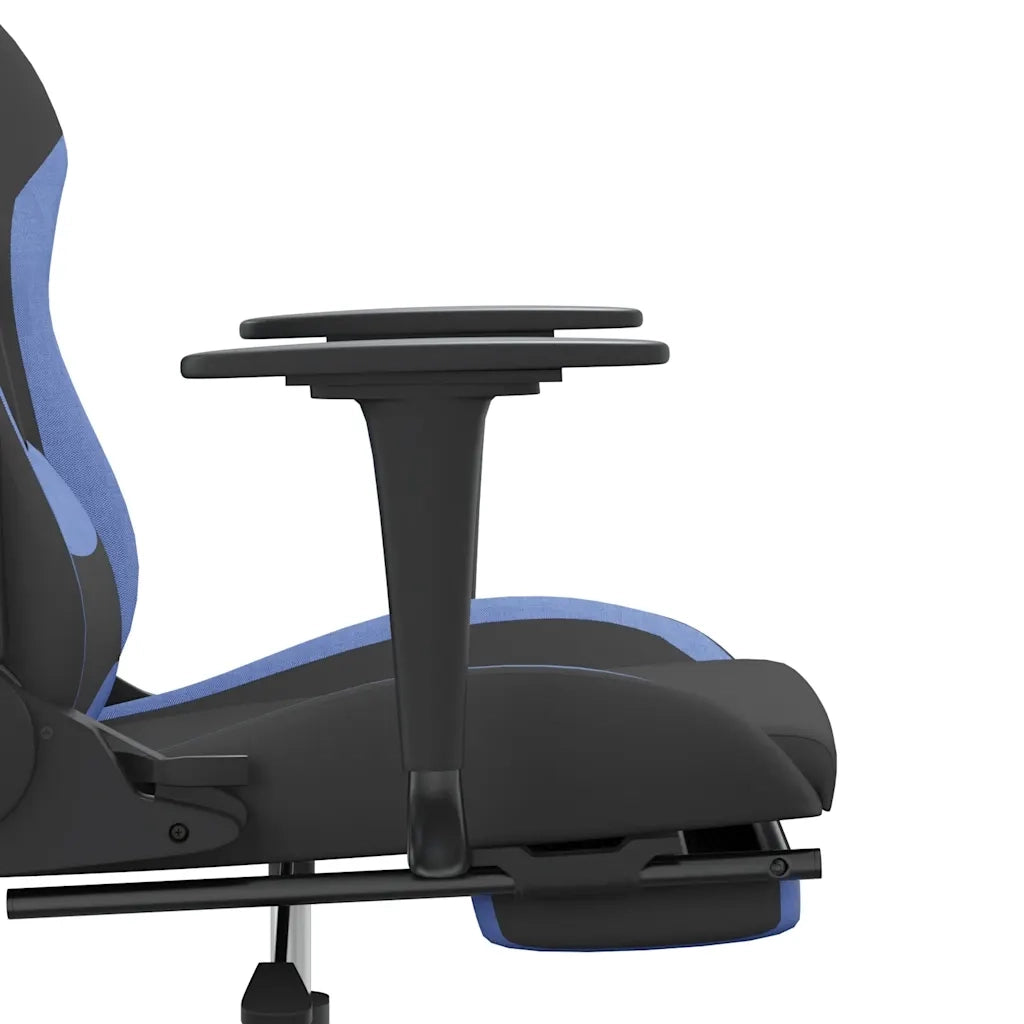 Sedia da Gaming | Sedia da e-sports Massaggio e Poggiapiedi in Tessuto Nero e Blu