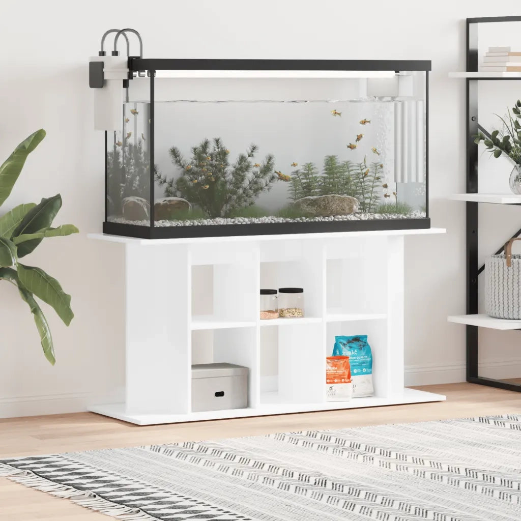 Supporto Acquario 120x40x60 cm Legno Multistrato Bianco Lucido CFW6697034