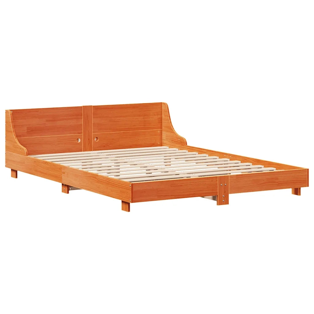 Letto senza Materasso Marrone Cera 120x190 cm in Legno di Pino 3323709