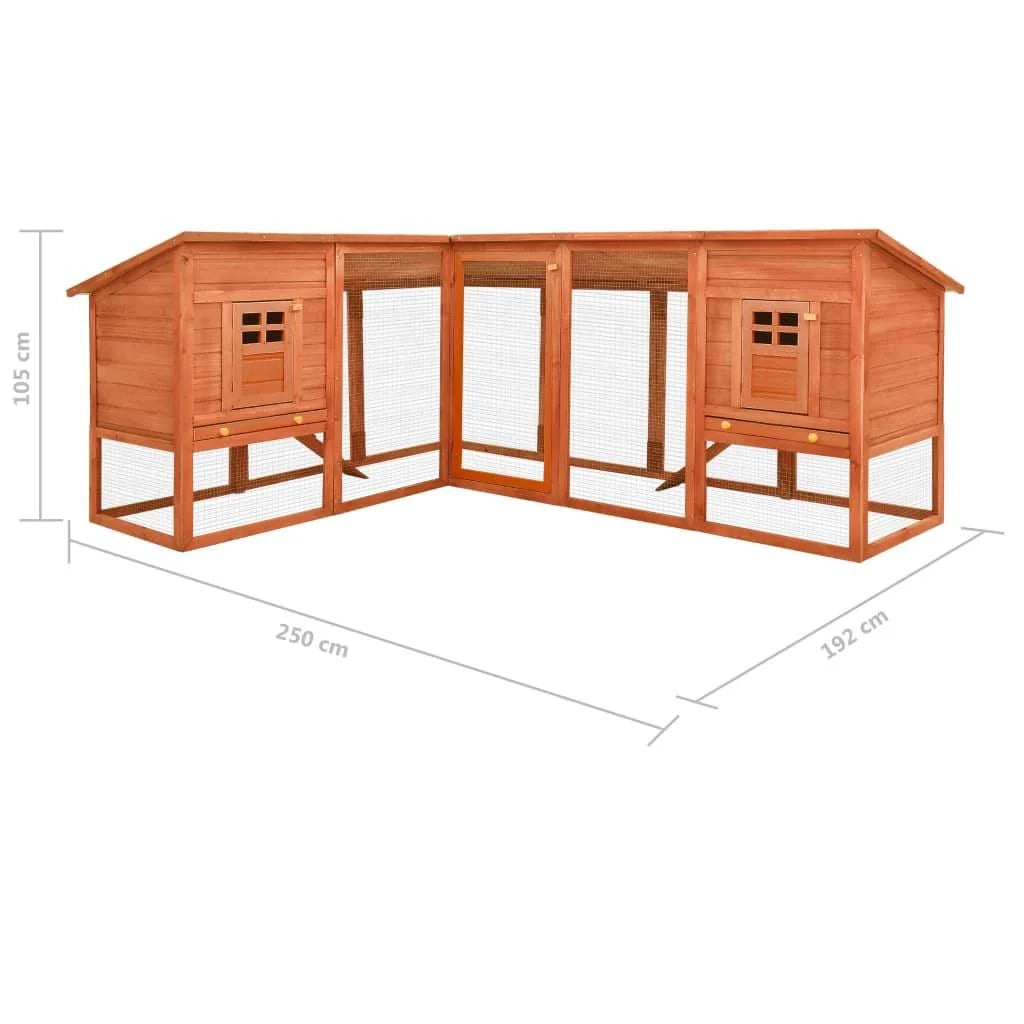 Conigliera da esterno con recinto 250 x 192 x 105 cm legno massello di abete marrone 02_0000596