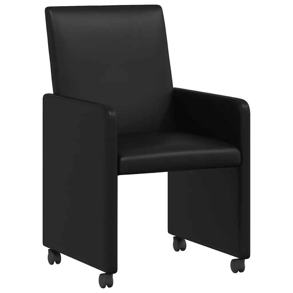 Sedie da Pranzo con Ruote con ruote 2 pcs Nero 57 x 66 x 94 cm 42017823