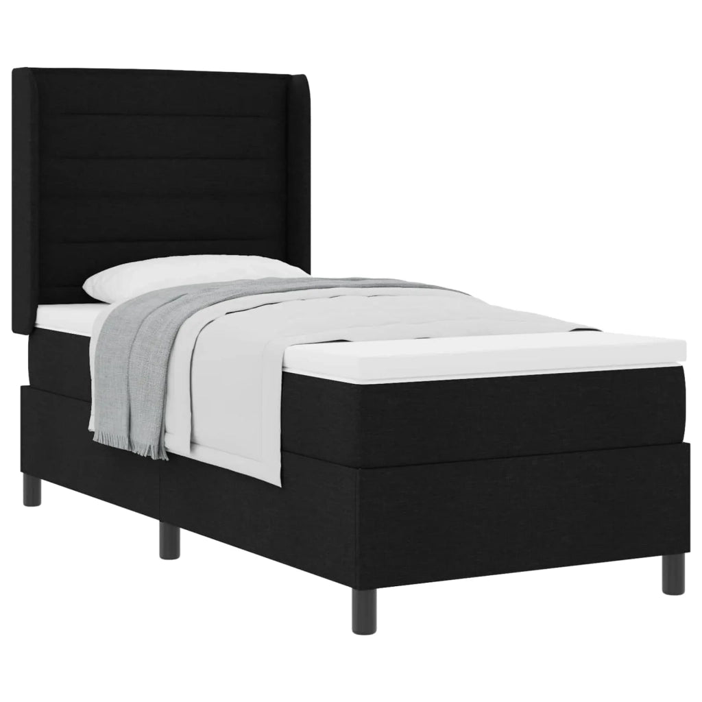 Letto a molle con materasso Nero 80 x 200 cm Tessuto