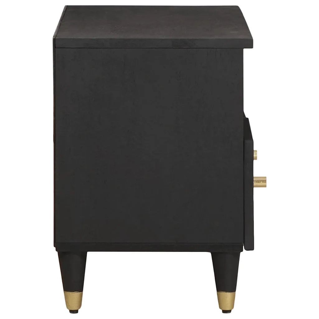 Mobile TV Nero 70 x 33 x 46 cm Legno di mango massello