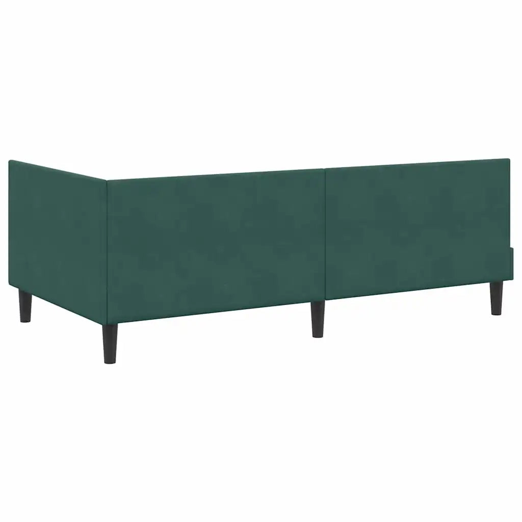 Cornice del letto ad angolo Verde Scuro 100 cm x 200 cm Velluto
