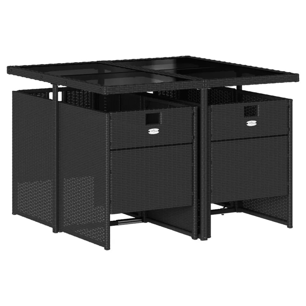 Set da Pranzo da Giardino 5 pz Nero con Cuscini in Polyrattan 3277661