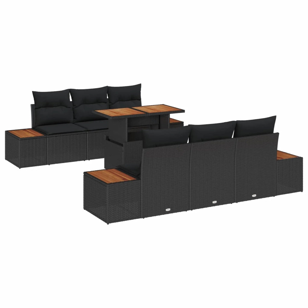 Set Divano da Giardino con archiviazione 7 pcs Nero Poly Rattan 3358767
