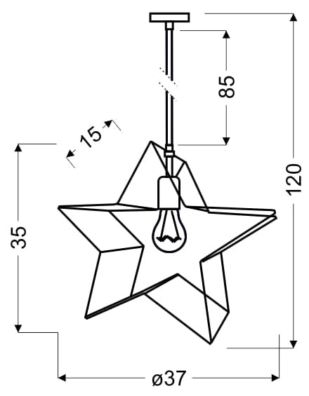 Lampada a sospensione Candellux Gwiazdka nera E27 120cm