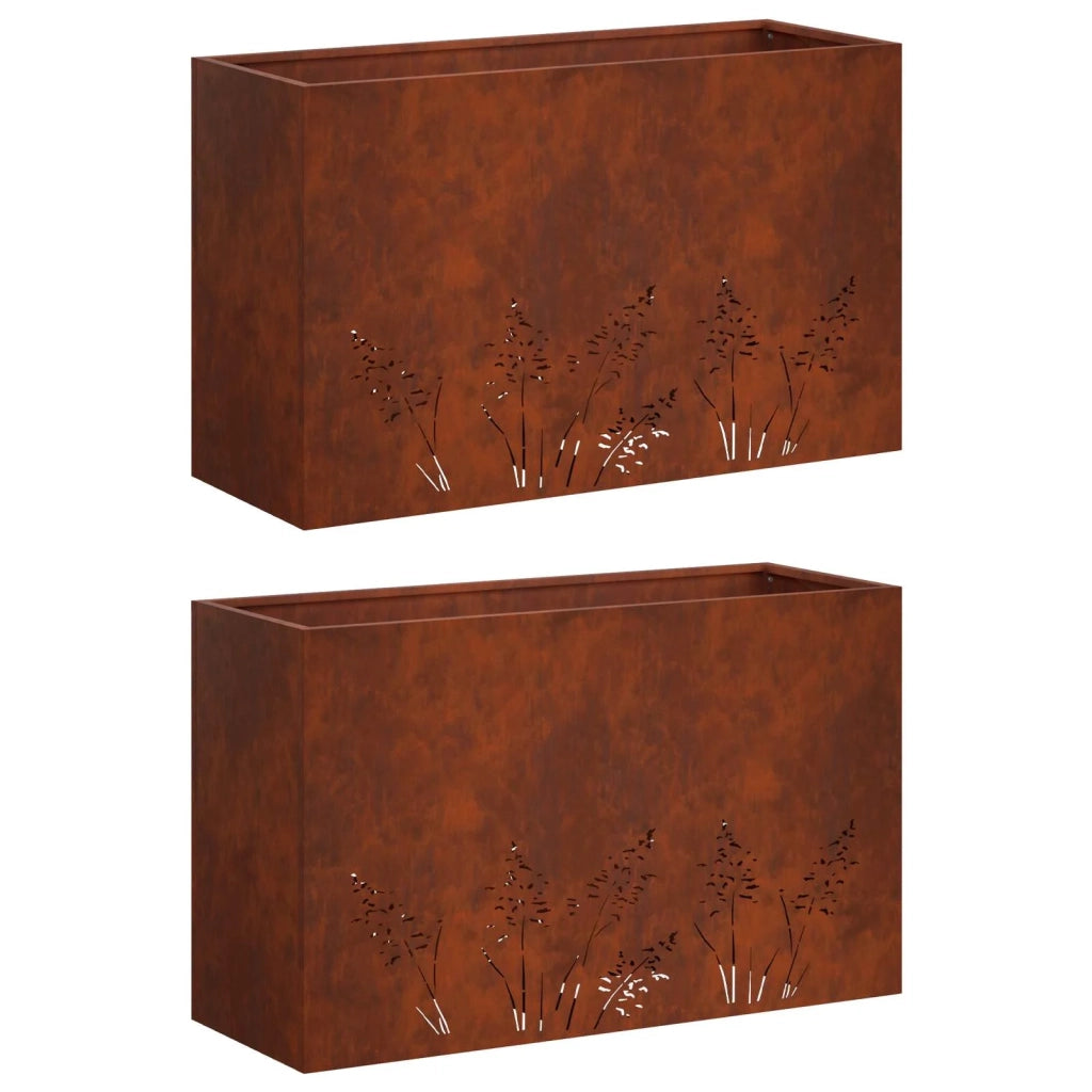 Vaso da giardino 2 pz Ruggine 80 x 20 x 49 cm Acciaio Corten 8005833