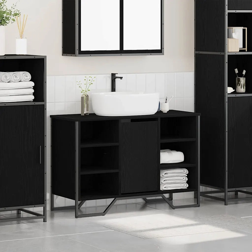 Armadio per Lavabo da Bagno Rovere Nero 91 x 35 x 60 cm 869185