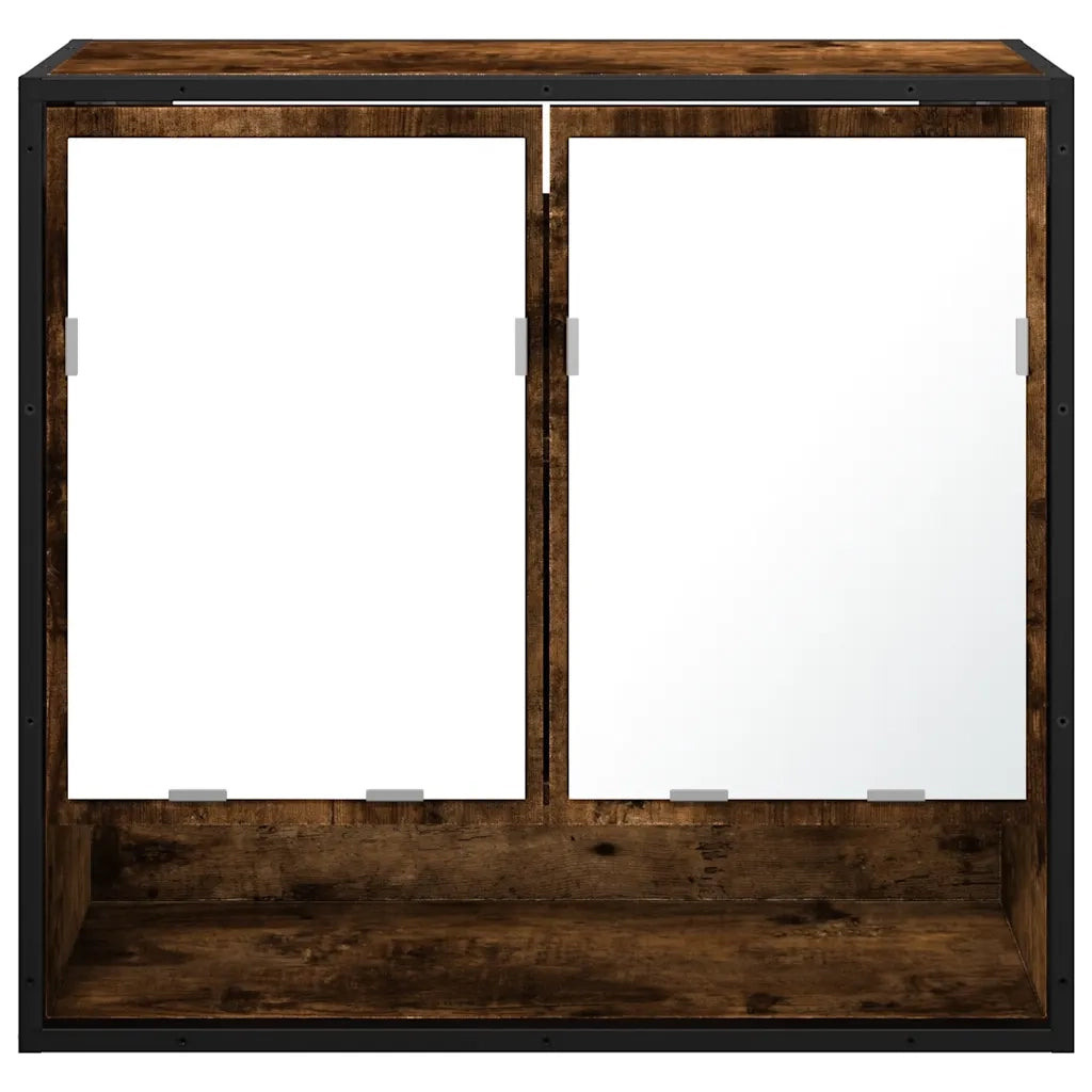 vidaXL Mobile Bagno Specchio Rovere Fumo 65x20x60 cm Legno Multistrato