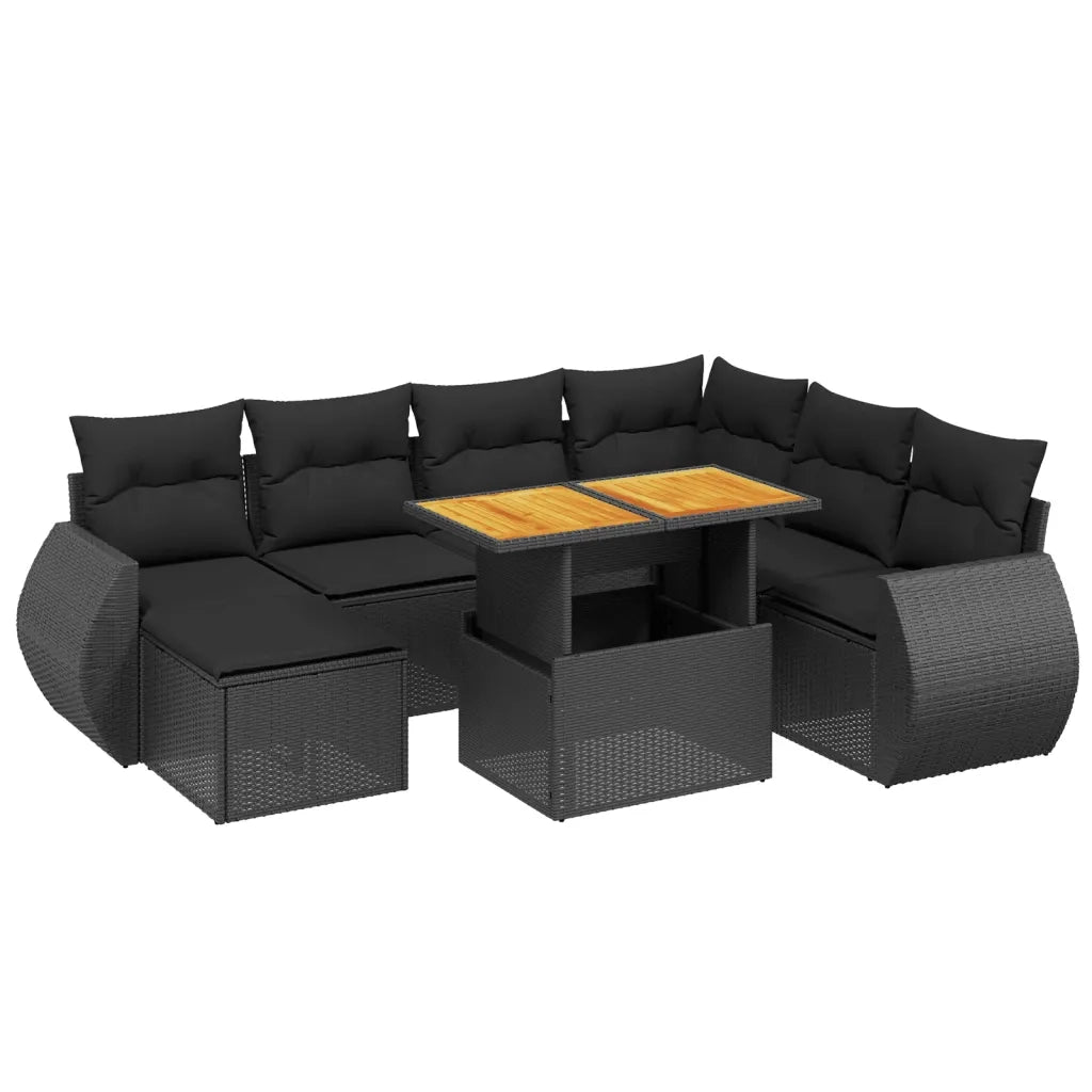 Set Divani da Giardino con Cuscini 8 pz Nero in Polyrattancod mxl 88879