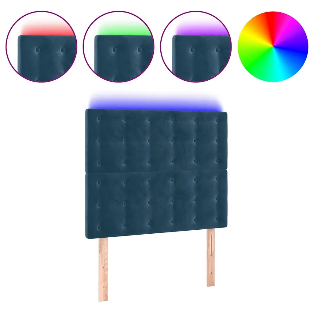 Testiera a LED Blu Scuro 90x5x118/128 cm in Velluto 3122898