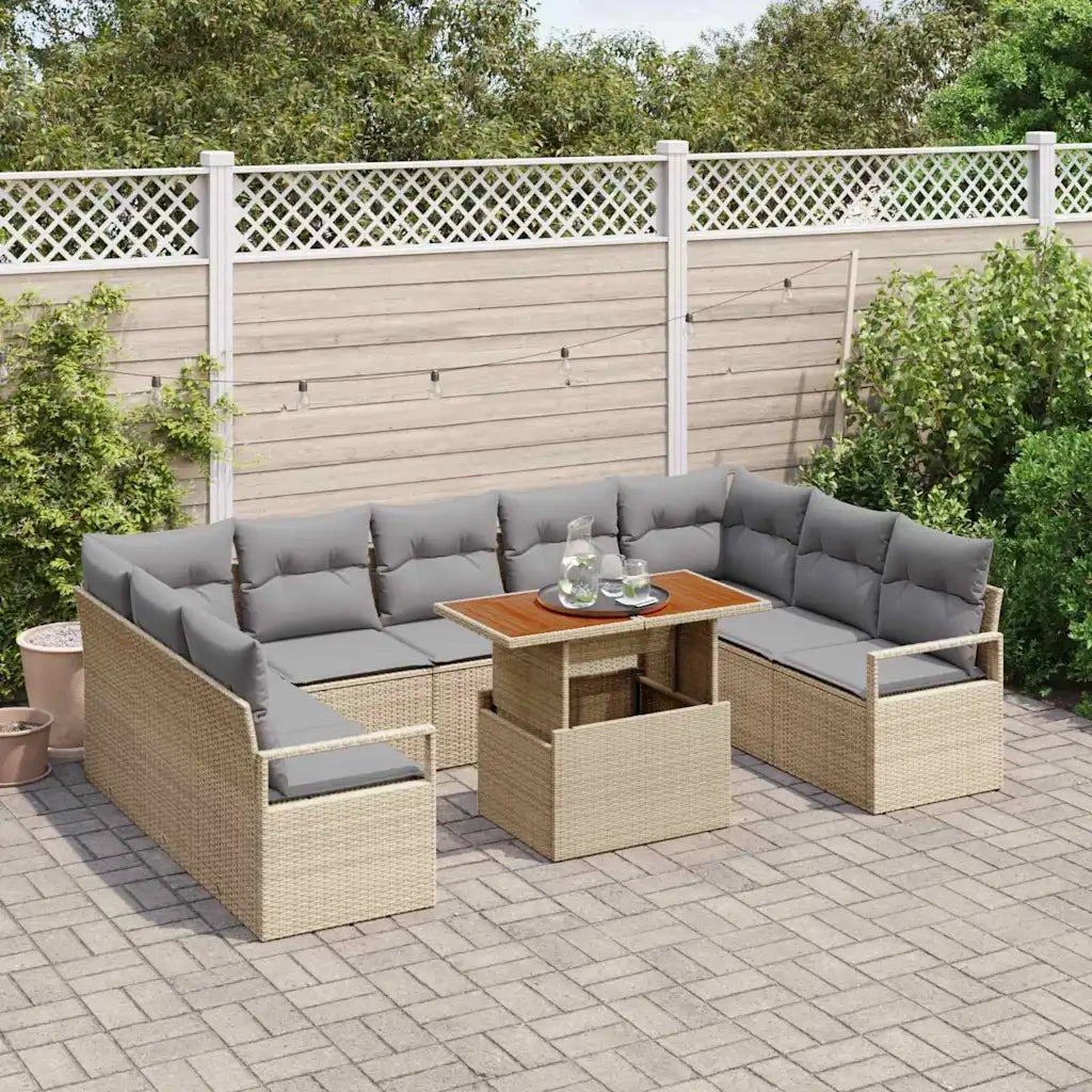 Set Divano da Giardino 10 pcs Beige Poly Rattan 3358492