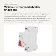 Interruttore di protezione miniaturizzato - 1P 40A DC - Protezione affidabile - Materiale plastico e metallo - Alta capacità di corrente - Ideale per applicazioni elettriche...
