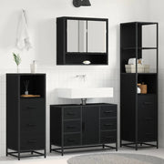 Set di mobili per il bagno 3 pcs Rovere Nero Legno multistrato