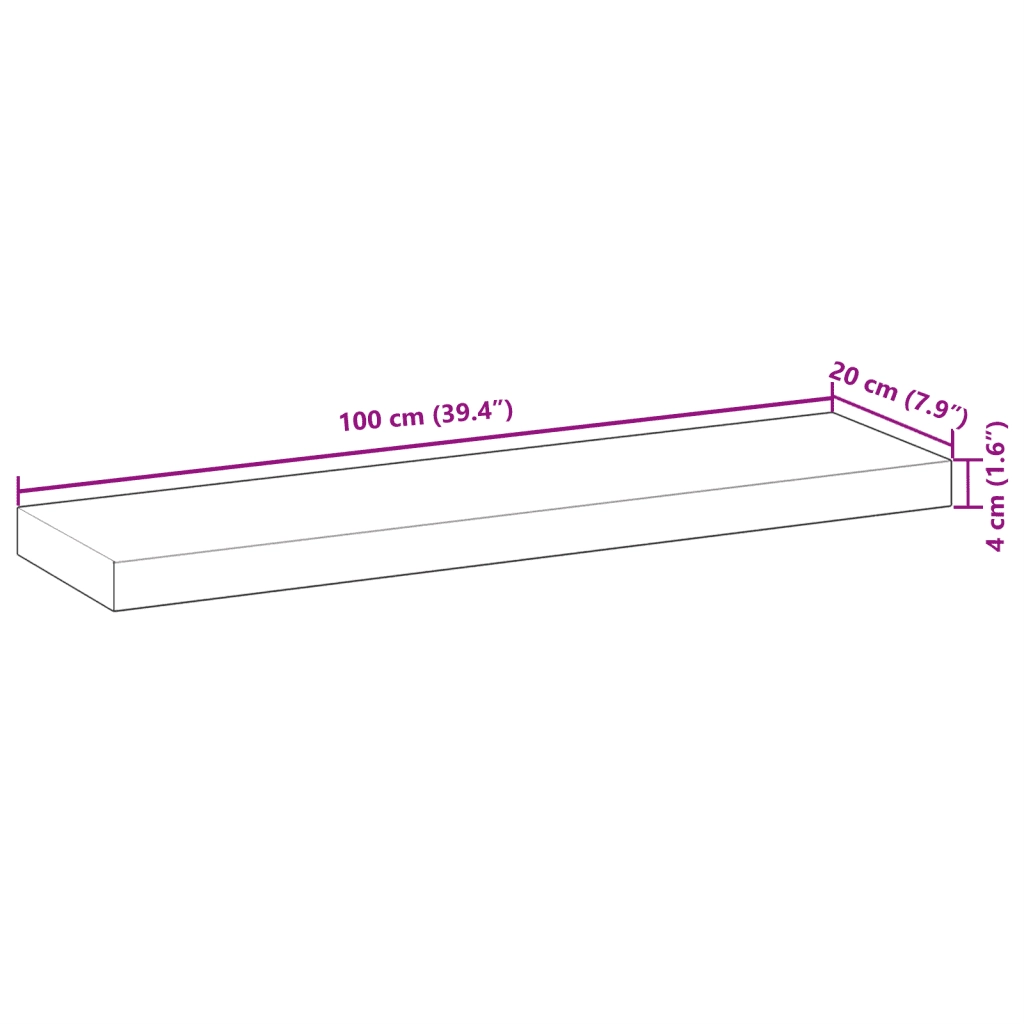 Ripiano a Parete 100x20x4cm Legno Massello Acacia Rifinito Olio 3279587
