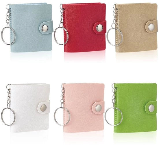 Albumetto Foto Mini - Porta Chiavi - Pochette in Imitazione Pelle - 6 Colori - Regali di Viaggio - 50x63x10mm