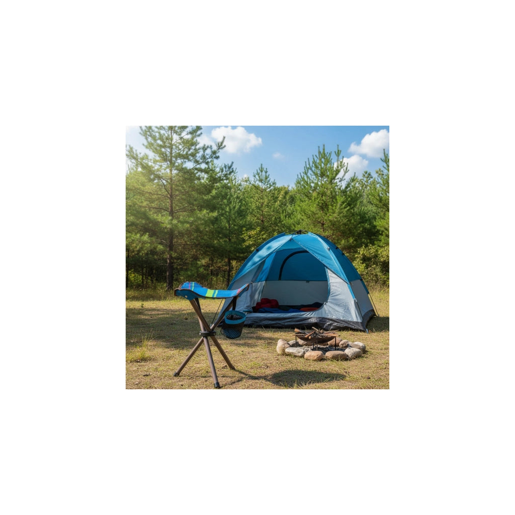 Sedile da campeggio pieghevole a 3 gambe - O'Camp - Dimensioni: 32 x 32 x 38 cm
