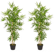 Set 2 Piante Artificiali di Bamboo 60x60x130 cm in Plastica con Vasi Verde