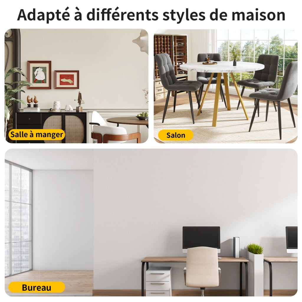 Tavolo da pranzo rotondo per 4 persone con gambe in metallo; in MDF; bianco effetto marmo e oro 80×80×75 cm