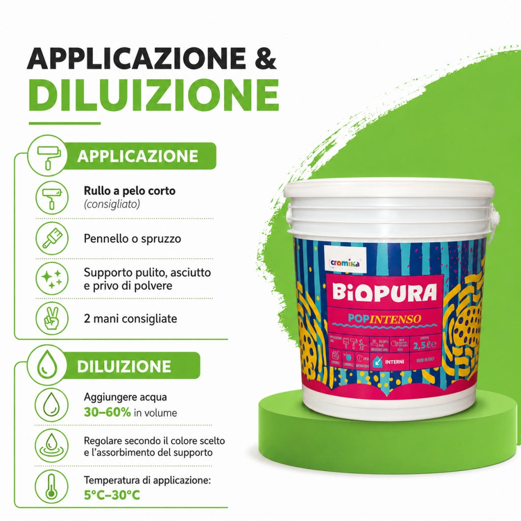 Popintenso palestra e decori interni pittura murale lavabile e coprente cromika *** formato 2.5 lt, colore- verde fla...