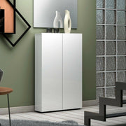 Unicorno, Armadio Multiuso 2 Ante 5 Ripiani Made in Italy, 70x115h cm Bianco Lucido